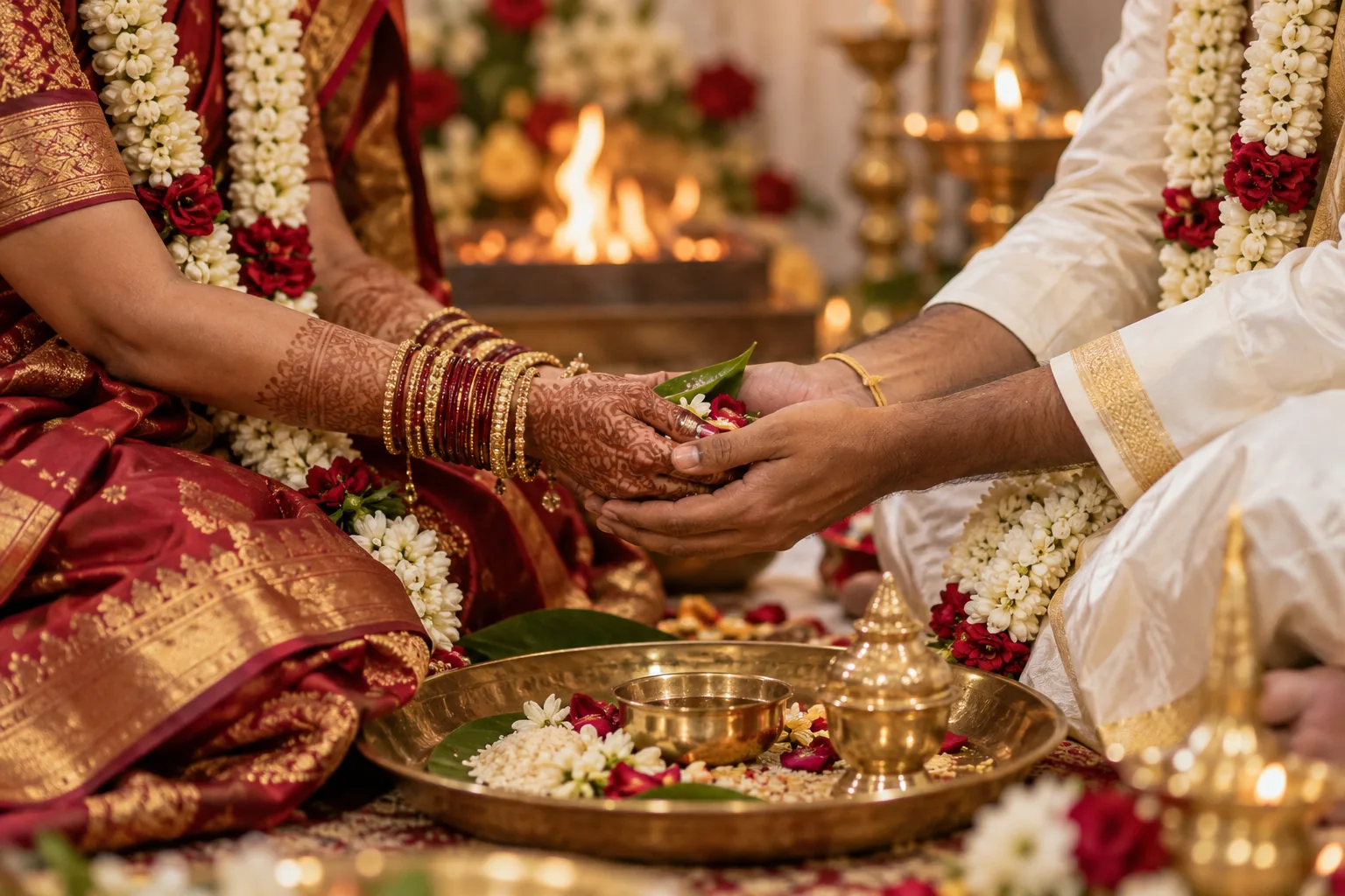 Hands joined during a traditional wedding ritual